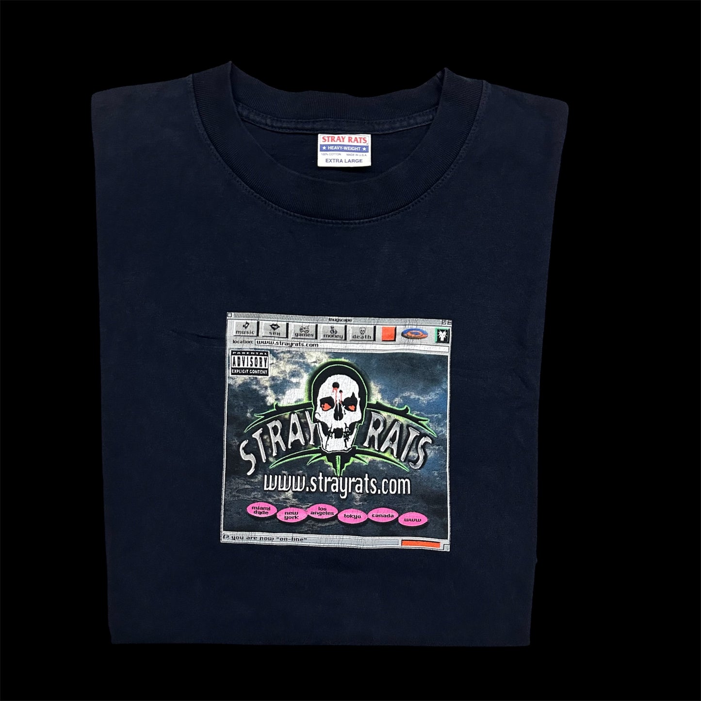 STRAY RATS browser tee navy