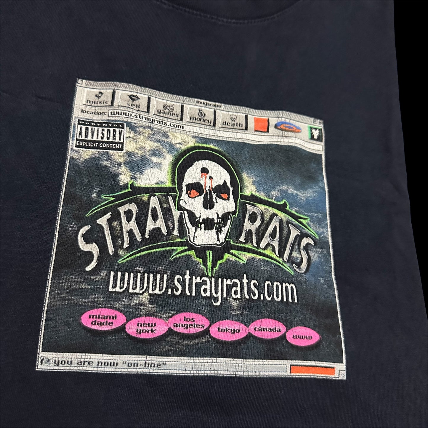 STRAY RATS browser tee navy